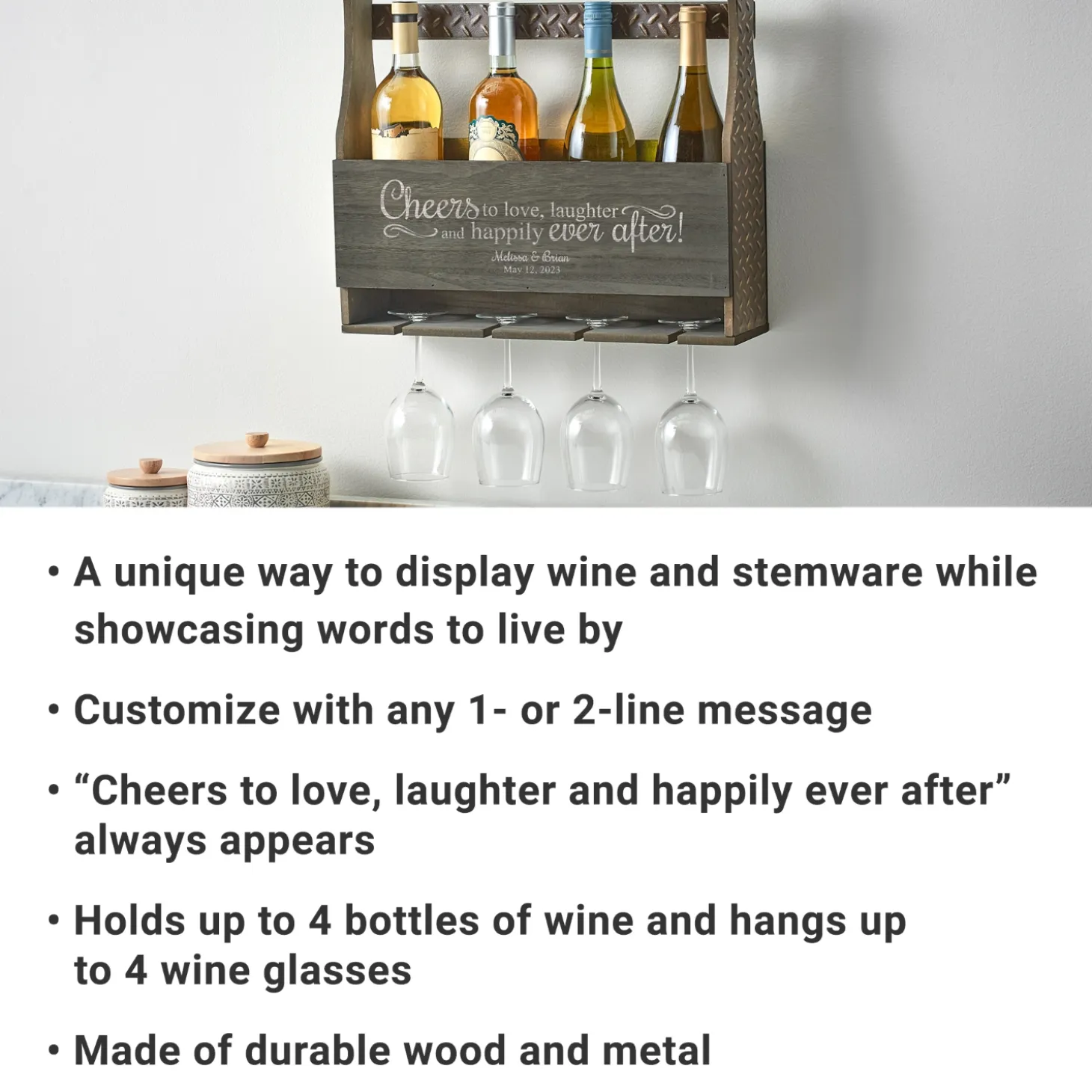 Love & Laughter Wall-Mounted Wine Rack