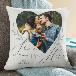 Love Lives Here Photo Throw Pillow