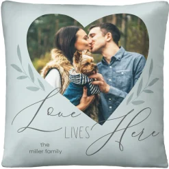 Love Lives Here Photo Throw Pillow