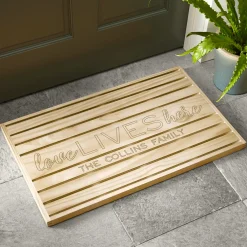 Love Lives Here Wooden Doormat