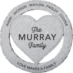 Love Makes a Family Encircled Heart Garden Stone