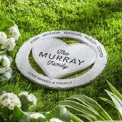 Love Makes a Family Encircled Heart Garden Stone