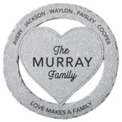 Love Makes a Family Encircled Heart Garden Stone