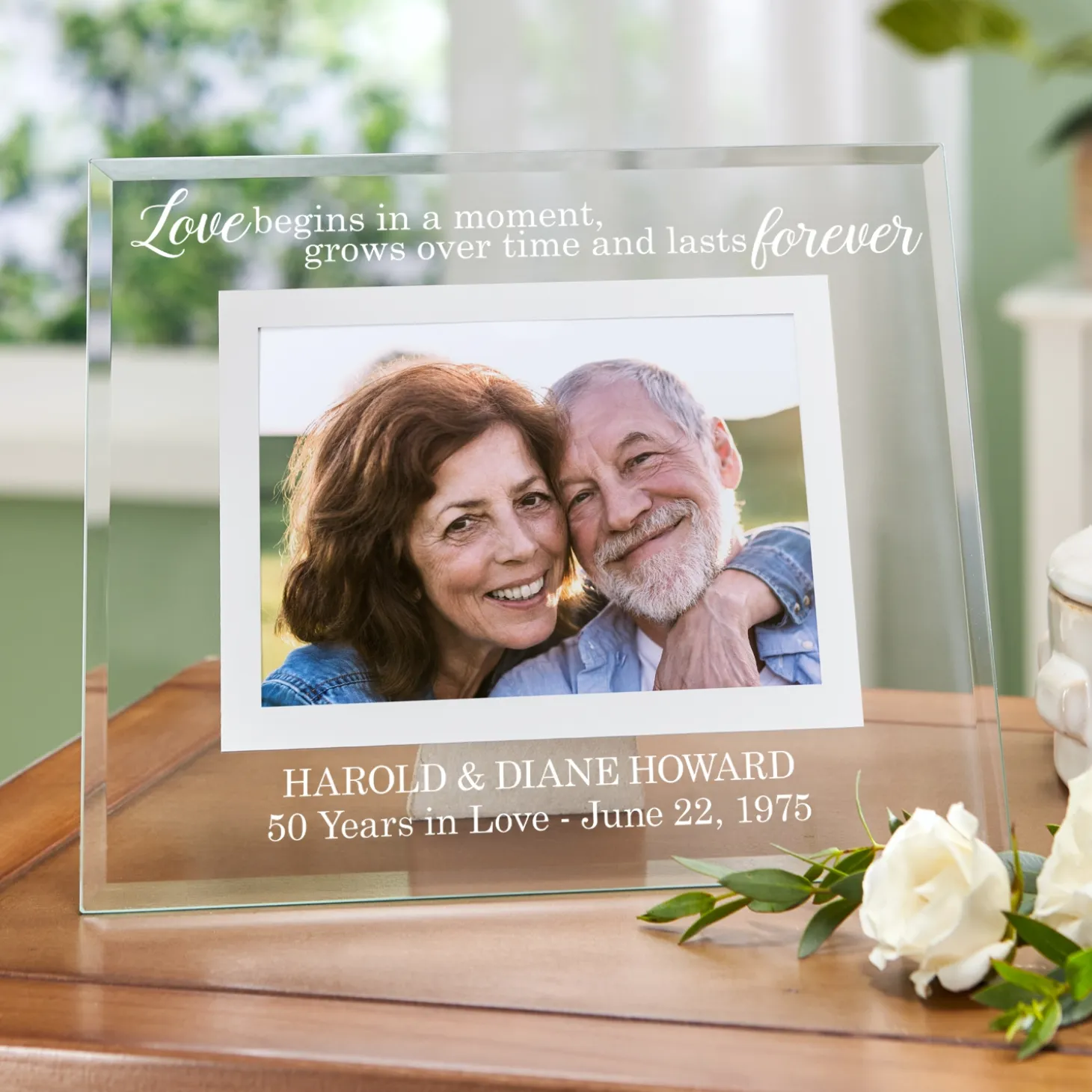 Love that Lasts Forever Anniversary Glass Picture Frame
