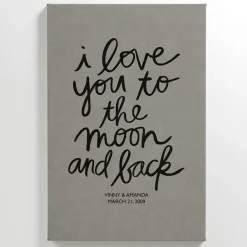 Love You to the Moon and Back Leather Wall Art