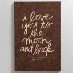 Love You to the Moon and Back Leather Wall Art