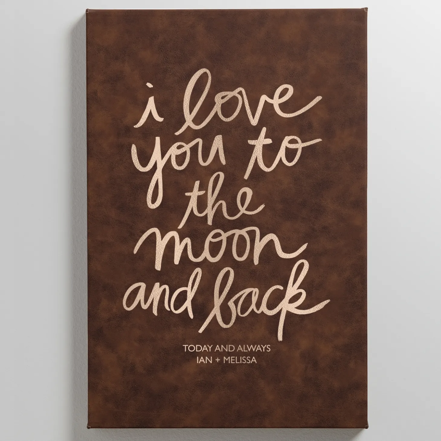Love You to the Moon and Back Leather Wall Art