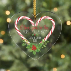 Love You to the North Pole & Back Heart Ornament