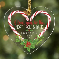 Love You to the North Pole & Back Heart Ornament