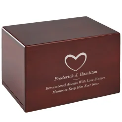 Loving Heart Engraved Wood Cremation Urn