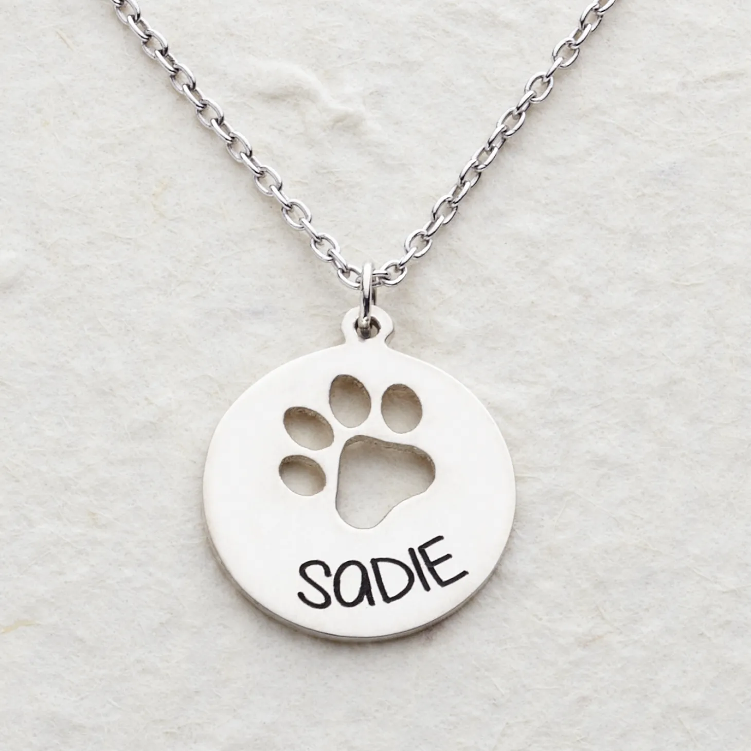 Loving Paws Engraved Name Necklace