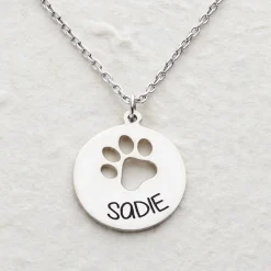 Loving Paws Engraved Name Necklace