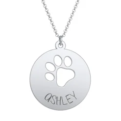 Loving Paws Engraved Name Necklace