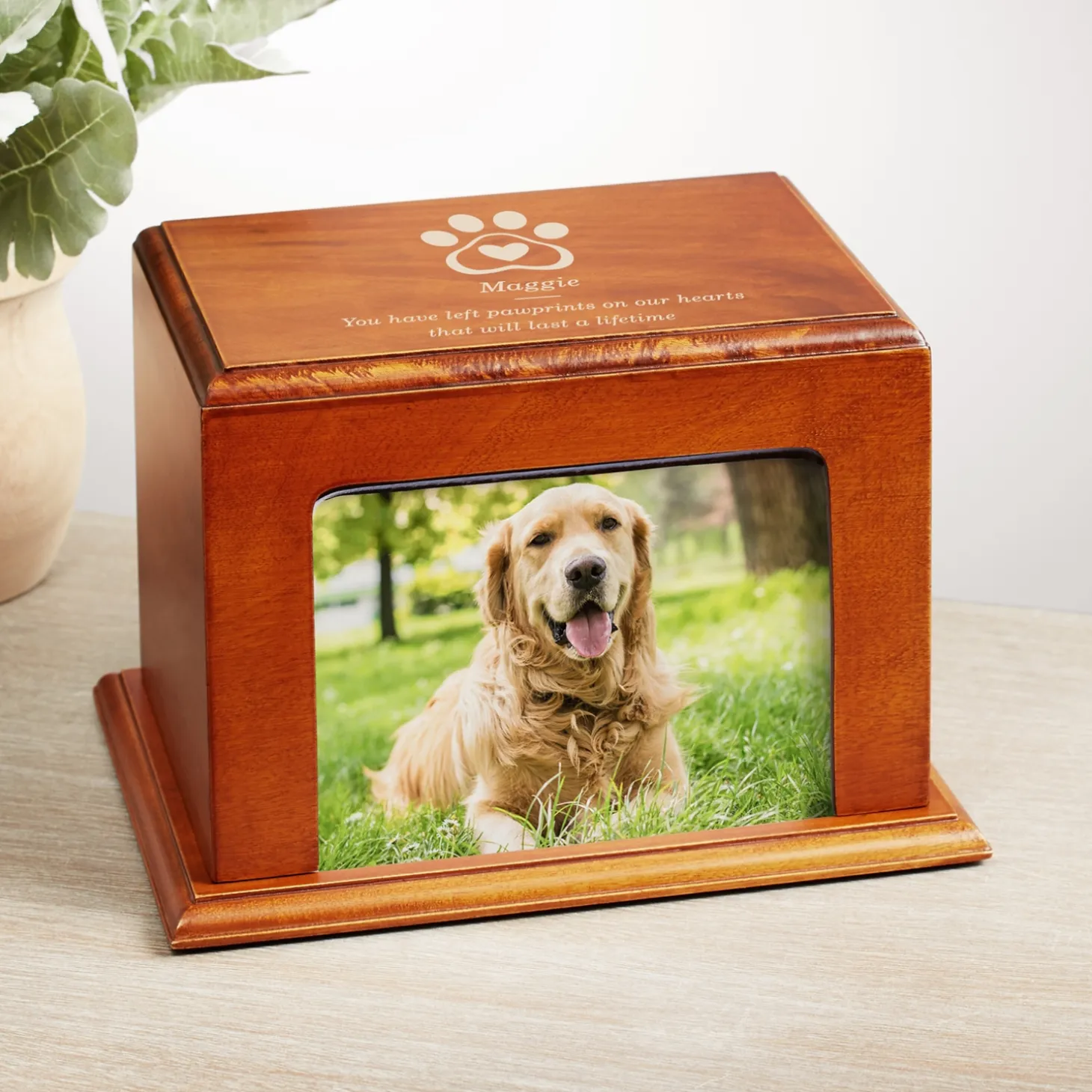 Loving Paw Wood Frame Cremation Urn