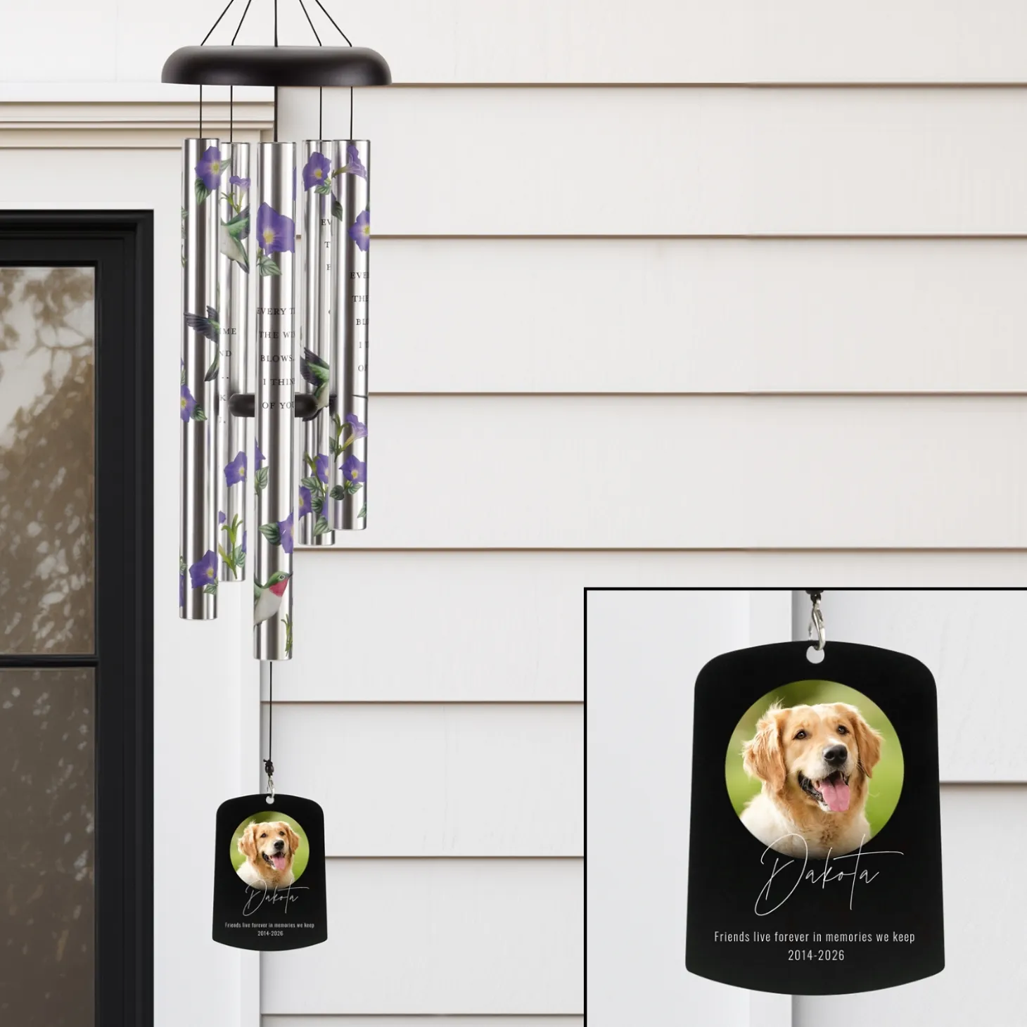 Loyal Hearts Pet Photo Memorial Sonnet 38 Inch Wind Chime