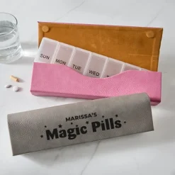 Magic Pills Large Pill Organizer .product-info-decoration { display: inline-flex; justify-content: space-between; align-items: center; border-radius: 0.4rem; background-color: #E8E8E8; padding: 0.2rem 0.4rem; font-size: 1.4rem; line-height: 1.6rem; font-weight: var(--font-weight-semibold); letter-spacing: 0.042rem; text-transform: uppercase; --decoration-icon-url: ''; /* will be dynamically set */}.product-info-decoration.badge-icon::before { content: ''; width: 2rem; height: 2rem; background: var(--decoration-icon-url) no-repeat; background-size: 100% 100%; display: block; margin-right: 0.4rem;} Laser Engraved