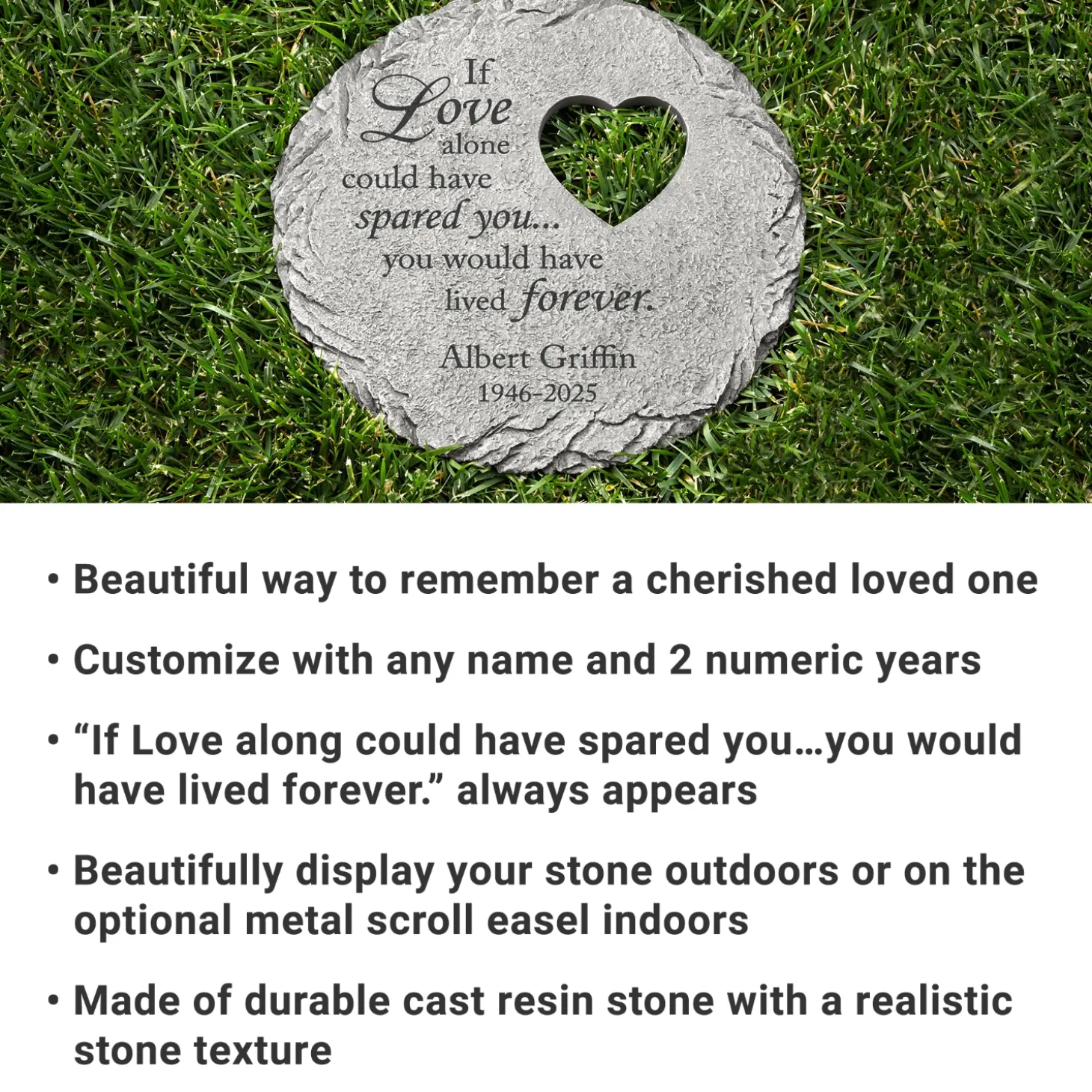 Memorial Heart Cut-out Garden Stone