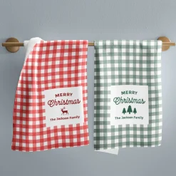 Merry Christmas Gingham Kitchen Towel