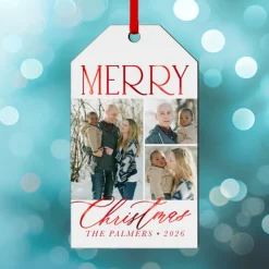 Merry Christmas Photo Gift Tag Ornament