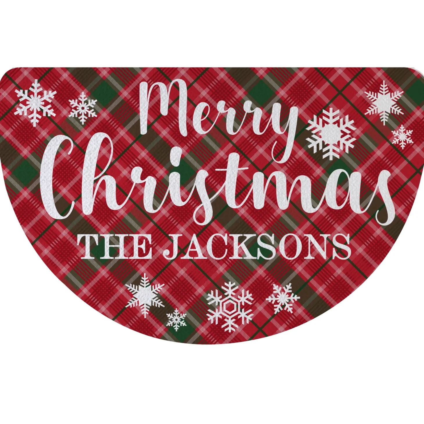 Merry Christmas Plaid Half Round Doormat