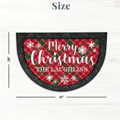 Merry Christmas Plaid Half Round Doormat