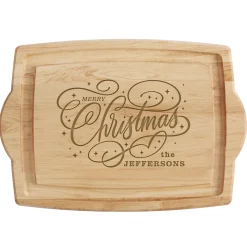 Merry Christmas Swirl Maple Wood Cutting Board