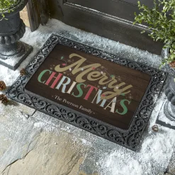 Merry Christmas Wood Plank Doormat