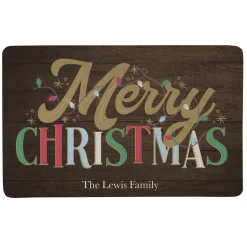 Merry Christmas Wood Plank Doormat