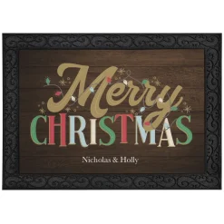 Merry Christmas Wood Plank Doormat