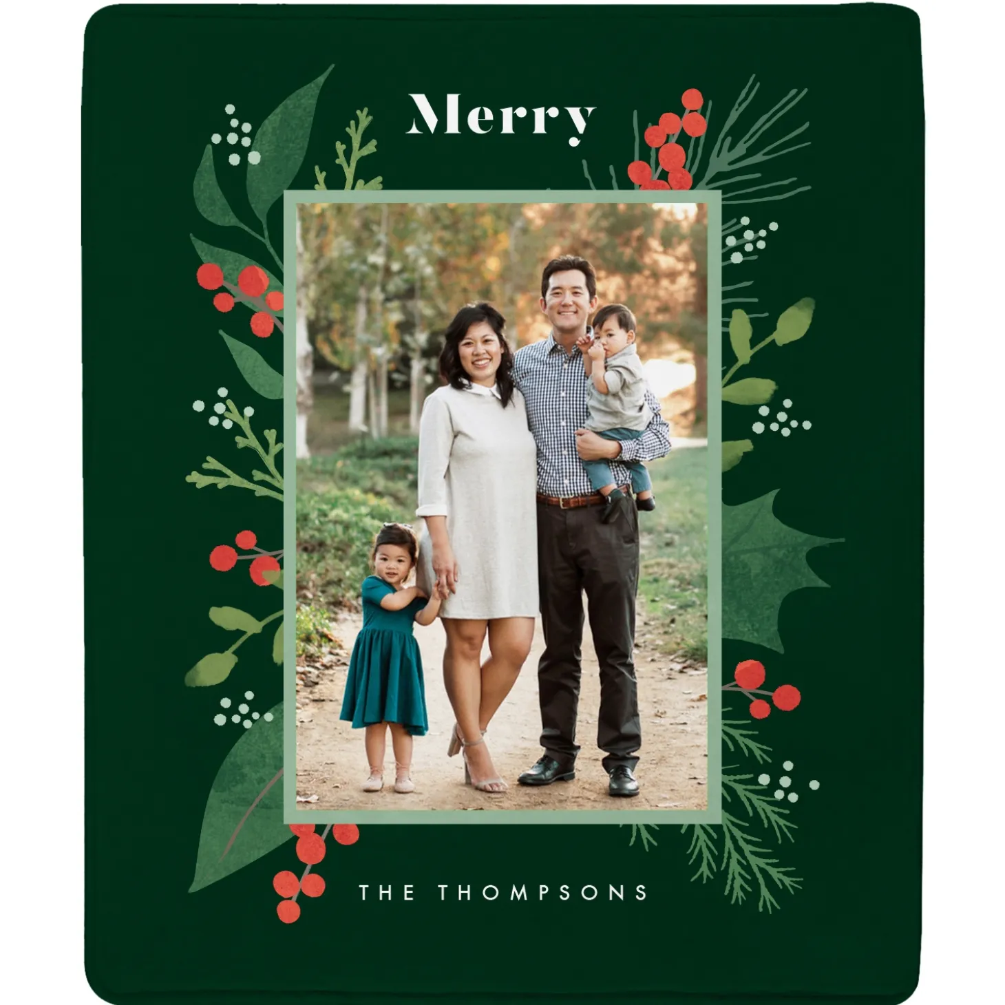 Merry Pines Photo Plush Blanket