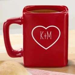 Message in Heart Red Square Mug Set