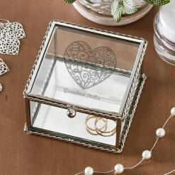 Message on Her Heart Glass Keepsake Box