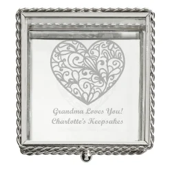 Message on Her Heart Glass Keepsake Box