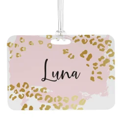 Metallic Leopard Luggage Tag