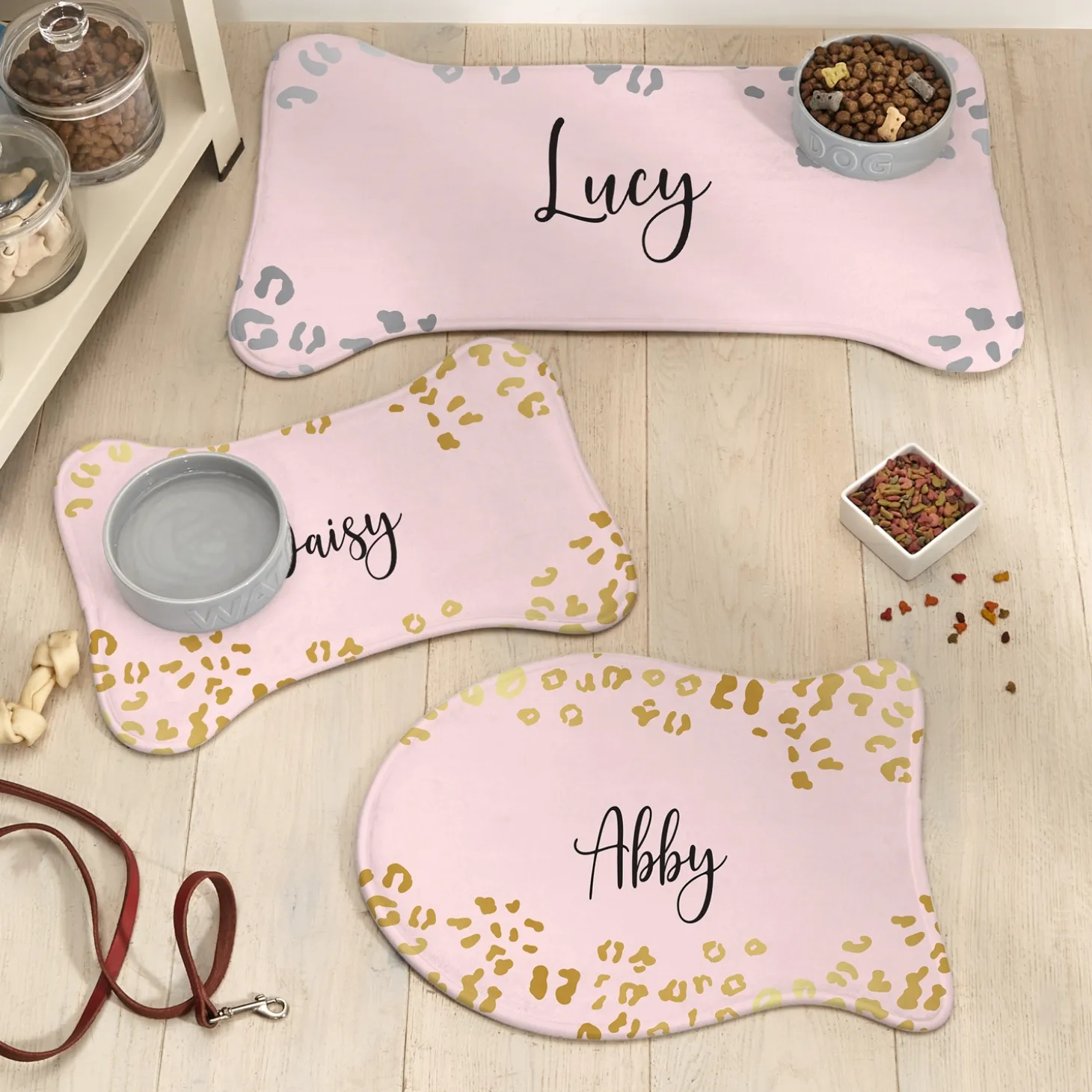 Metallic Leopard Pet Feeding Mat