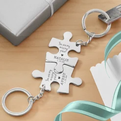 Missing Piece Puzzle Keychain Set