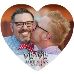 Modern Couple Photo Wood Heart