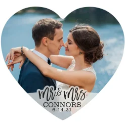 Modern Couple Photo Wood Heart