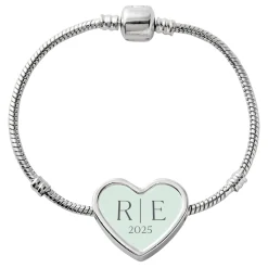 Modern Initials Heart Charm Bracelet