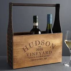 Modern Vineyard Wood Wine Carrier