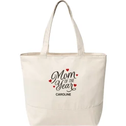 Mom of the Year Zippered Tote Bag