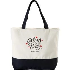 Mom of the Year Zippered Tote Bag