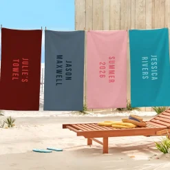 Monochrome Name Beach Towel