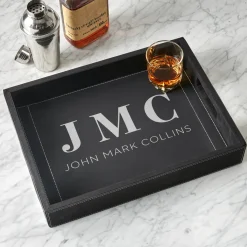 Monogram/Name Leatherette Bar Tray