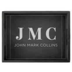 Monogram/Name Leatherette Bar Tray