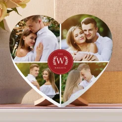 Monogram Photo Wood Heart
