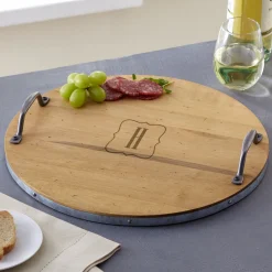 Monogram Wine Premium Maple Wood Barrel Tray