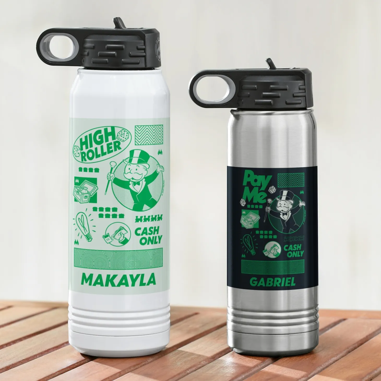 Monopoly Cash Only Water Bottle
