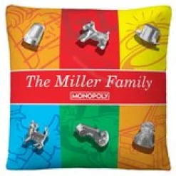 Monopoly Color Block with Tokens Throw Pillow