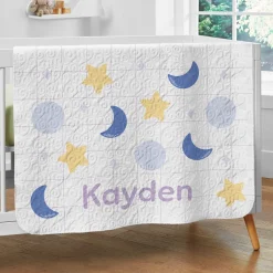 Moon and Stars Quilted Baby Blanket